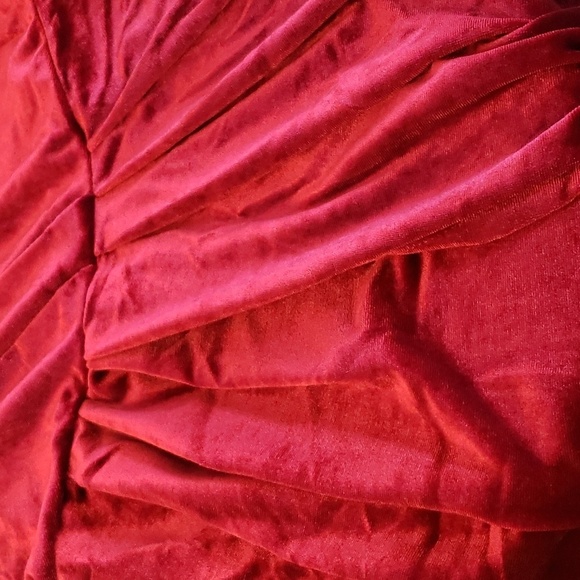 TINSTREE One Shoulder Velvet Bodycon Ruched Cocktail Party Dress Wine Red Size M - Picture 10 of 13